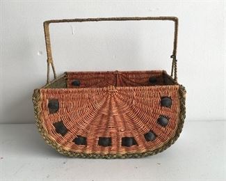 One of two vintage watermelon baskets