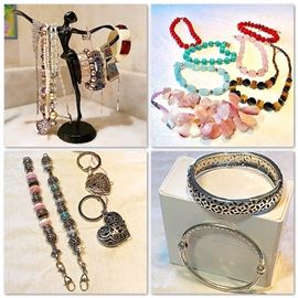 Over 1000 pieces of costume to fine jewelry are available. Above: a few of the Brighton items and a sampling of necklaces added from the estate of an LBK philanthropist.