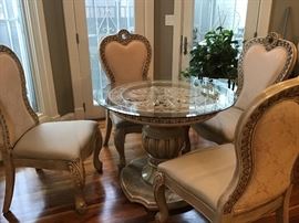 6 chair leather back dining set $800