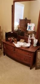 Antique vanity, original wheels included, needs some veneer work