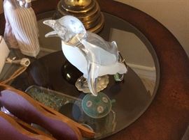 Glass ice skating penguin