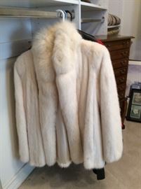 Short white fur coat