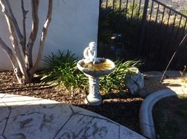 Bird bath with angel