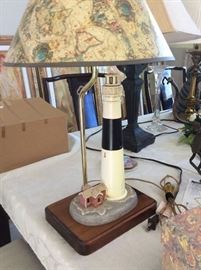 Lighthouse lamp with map shade