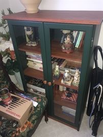 WOODEN BOOKSHELF WITH GLASS DOORS