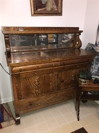 ANTIQUE TIGER OAK BUFFET CABINET 