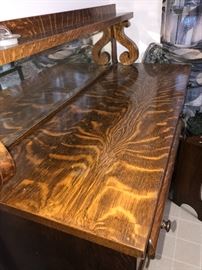 ANTIQUE TIGER OAK BUFFET CABINET 