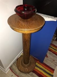 WOODEN PEDESTAL TABLE 