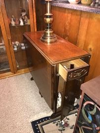 WOODEN DROP LEAF TABLE WITH DRAWER