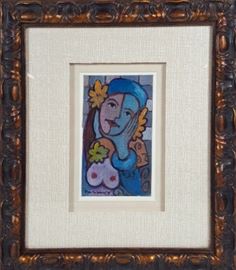 Art Mid Century Robin Gary Wood Mid Century woman art