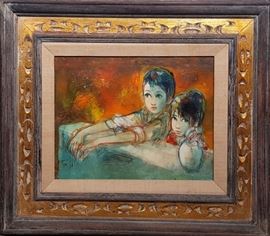 Art Two Children "Sur la Mur" by Jean Baptiste Valadie