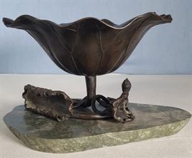 Asian Arts Bronze Lotus Leaf Bowl