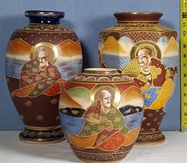 Asian Arts Satsuma Arhat Kannon Vases