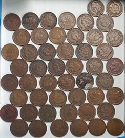 Coins Copper Fifty Indian Head Pennies