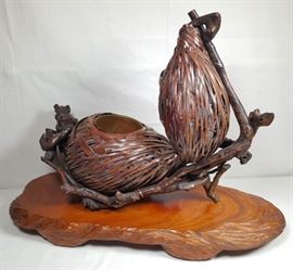 Asian Arts Bamboo Woven Ikebana Art Antique
