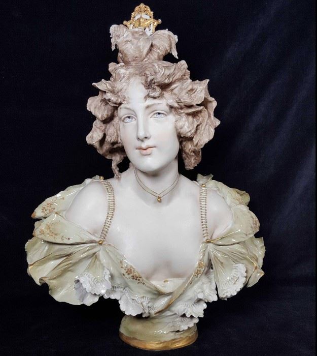 18" RStK Turn Teplitz Hard Paste Porcelain bust of Belle Epoch Lady