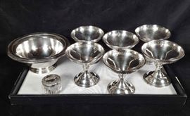 Sterling Silver Sherbet Holders, Bowl and Trinket jar (Also S&P not pictured)