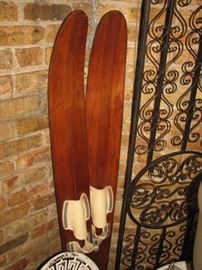 vintage wooden skis