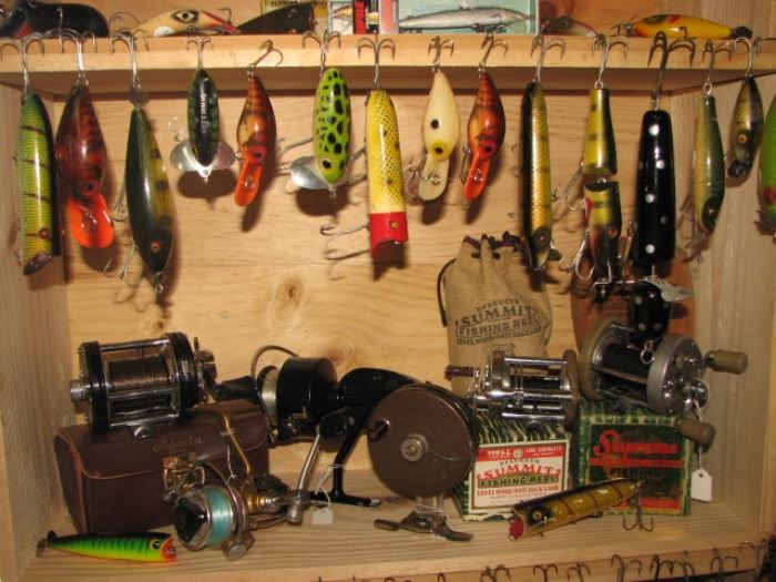 vintage fishing lures, reels