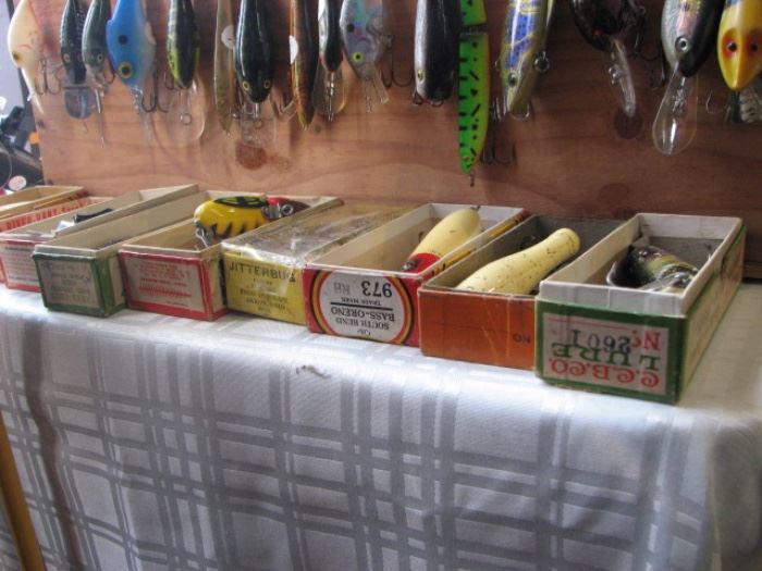 vintage fishing lures in boxes