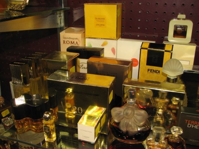 Collection of fine perfumes and vintage perfume bottles