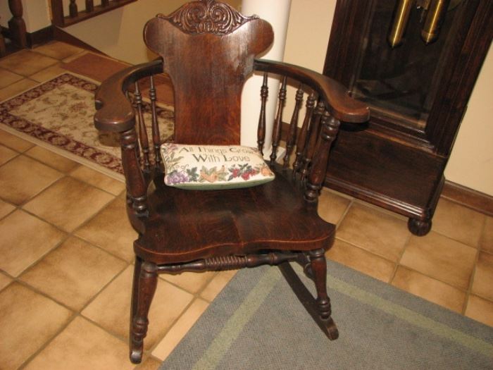 Antique panel-backed rocker
