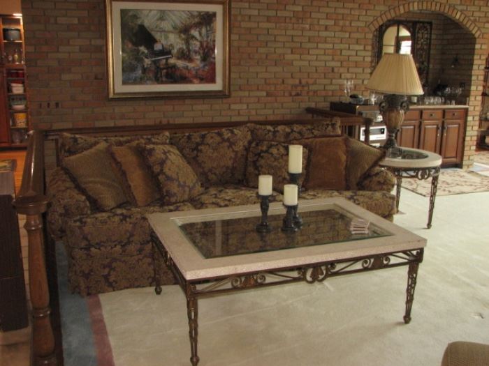 Plunkett sofa accompanied by Plunkett coffee table and side table