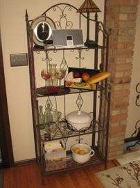 Bakers' rack with bar / entertaining wares