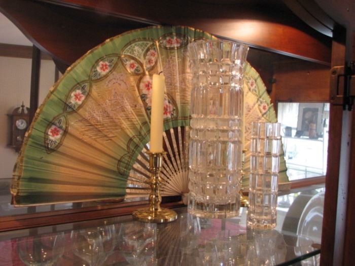 Chinese fan, American cut glass