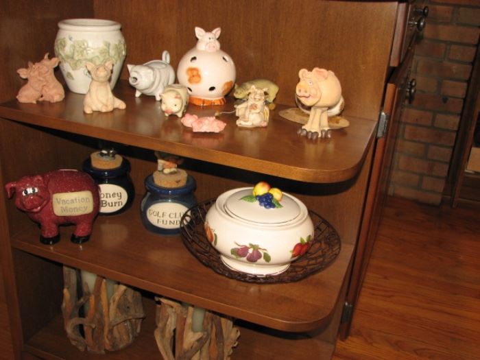 collection of piggy banks and figurines