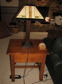 arts & crafts lamp with table