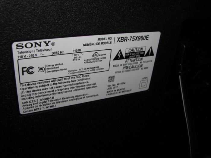 75" Sony Bravia television