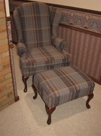 wing chair with ottoman