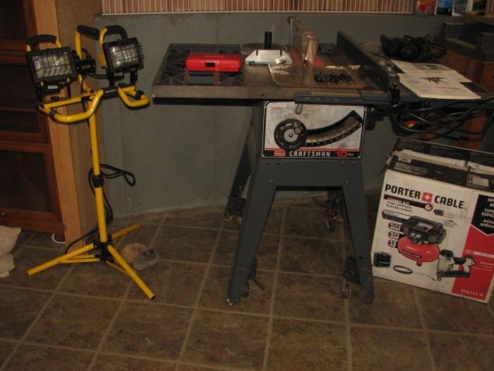 shop light, table saw