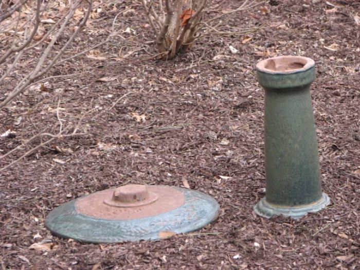 vintage pottery birdbath