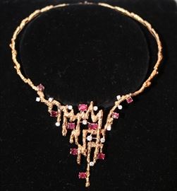 18k Gold Ruby & Diamond Necklace
