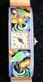 Solid 14k gold & enamel Watch