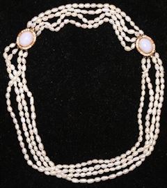 18k Gold, Diamonds, Jade & Pearls