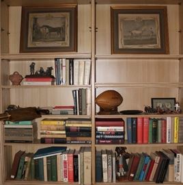 20th cent. novels and equestrian prints