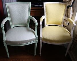6 Painted and Upholstered Chairs