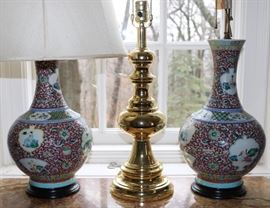 Dozens of Chinese porcelain lamps