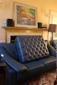 Hickory Leather Tufted Ottomon