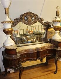 Marble top Walnut vanity/ server