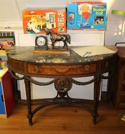 Fabulous Marble top Demi-Lune Console