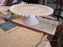 Milk glass cake plate