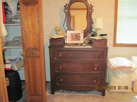 Walnut Dresser with glove boxes and inlaid marble