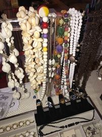 HUGE SECTION OF VINTAGE COSTUME JEWELRY-RINGS, NECKLACES, BROOCHES, BRACELETS, EARRINGS, WATCHES