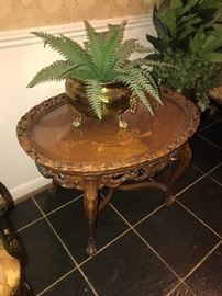 ANTIQUE TEA TABLE WITH SERVING TRAY