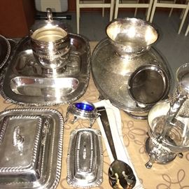 SILVER-PLATED FLATWARE AND SERVING PIECES 