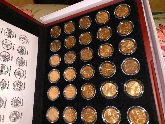 1998-2008 COMPLETE STATE QUARTERS COLLECTION 24k GOLD PLATED 50 COIN SET